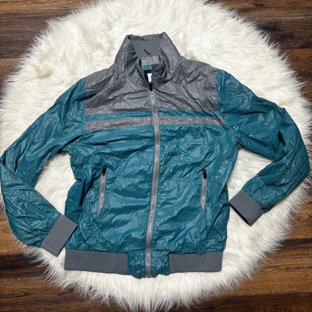 Vintage Track Jacket in Teal and Gray size Large brand “BIJ California”